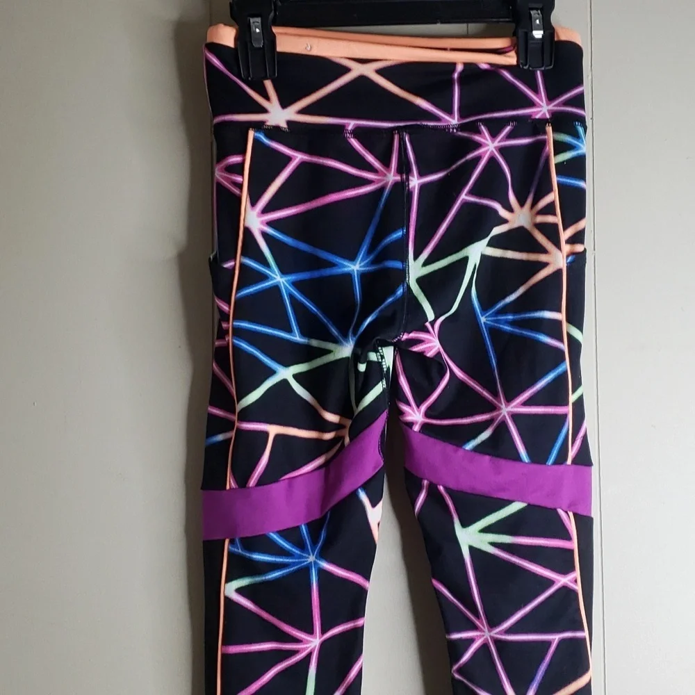 Girls Justice Sport Neon Black Leggings Medium